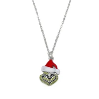 santa hat heart enamel necklaces crystal christmas gold color fashion pendant choker jewelry for women girls gifts adornment