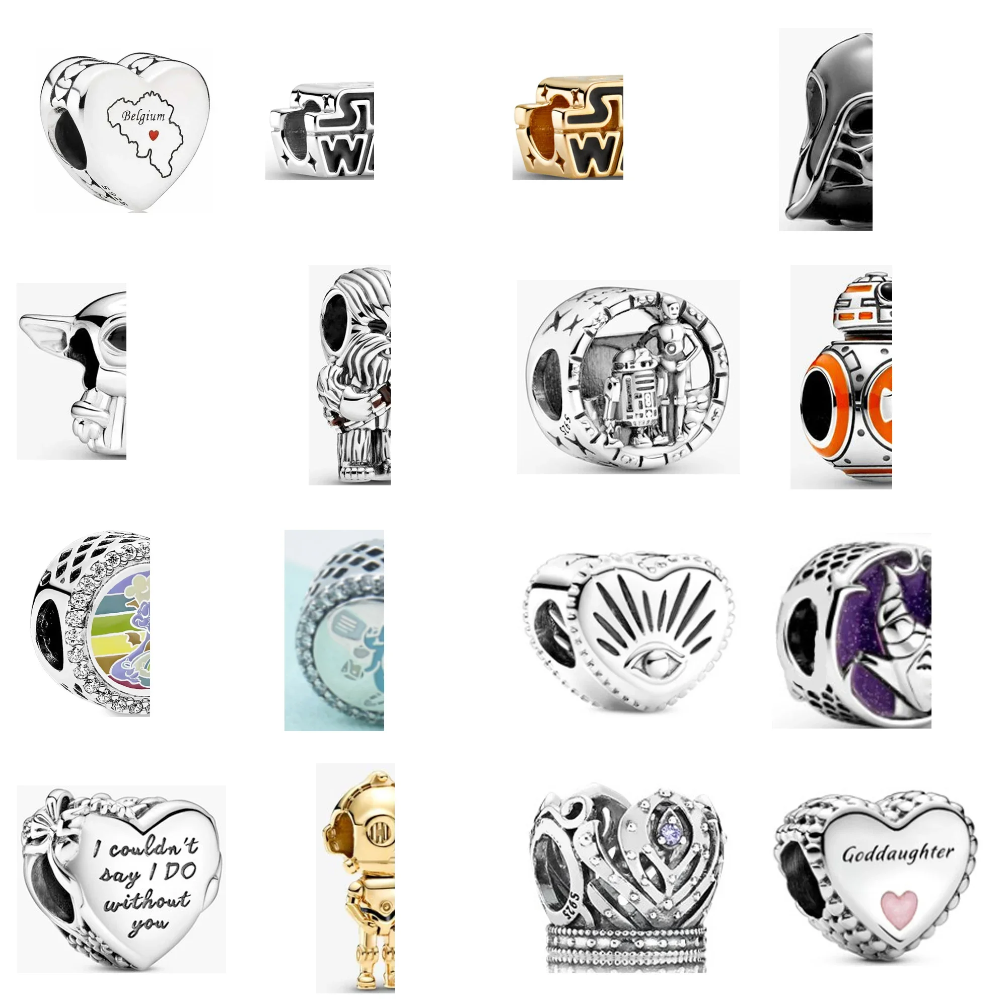 

Pan Bracelet 925 Sterling Silver Robot Accessories String Love Hollow Female Pendant Bracelet String Jewelry DIY Accessories