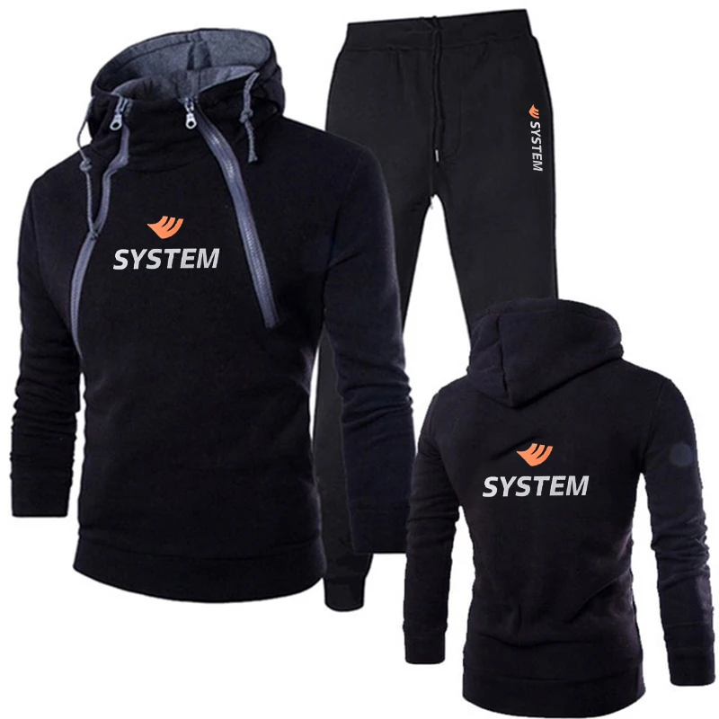 

2022 autumn and winter brand SYSTEM men's zipper hooded suit + 2-piece set of high-quality casual sports men's clothing
