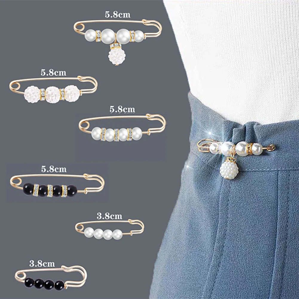 

Vintage Pearl Clothing Pins For Women Waistband Pins Decoration Dress Pant Buckle Brooches Set Trendy Accessories Jewelry