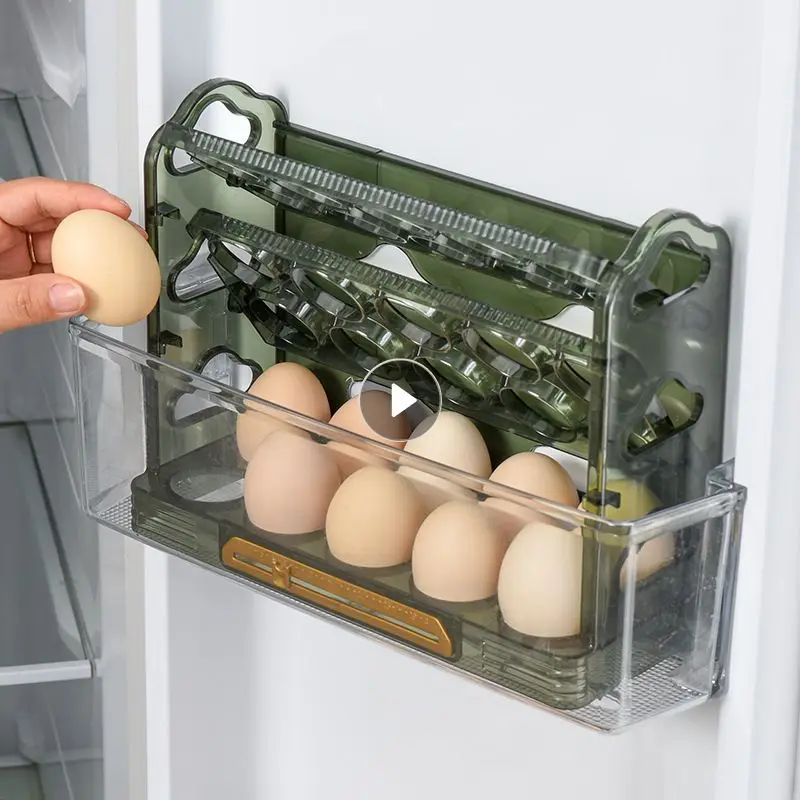 

Держатель для яиц с 30 ячейками, трехуровневый контейнер для хранения яиц, семейный контейнер для холодильника, кухонного стола, яиц, контейн...