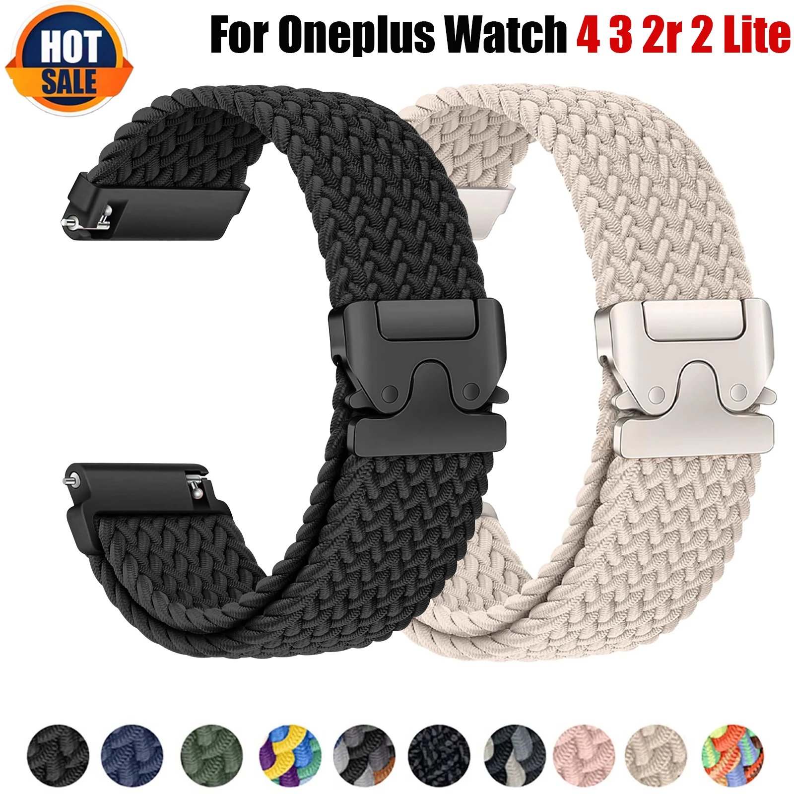 Фото Плетеный ремешок из парашютной тесьмы 22 мм для смарт-часов OnePlus Watch 4, аксессуары, ремешок-браслет, ремешок для OnePlus Watch Lite 3, 2R, 2, 46 мм №1