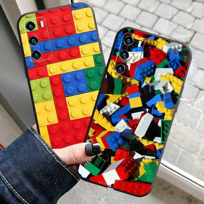 

Toy Building Blocks Colorful Cute Kids Phone Case For Huawei P50 P30 Pro P40 P10 P20 Plus Lite Psmart Y5 Y6 2019 Y8s Y8p Cover