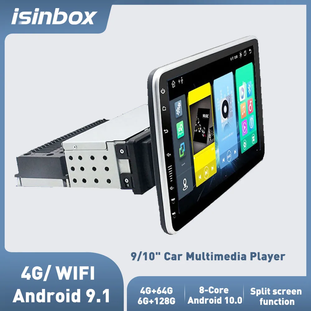 Автомобильный мультимедийный плеер ISINBOX 1 Din 9/10 дюйма Android 4G/Wi-Fi 8-ядерный 4 Гб + 64 ГБ/6