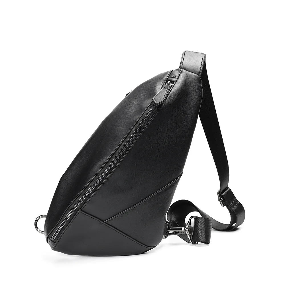 

Fashion PU Chest Bag for Men's Simple Crossbody Small Hobos Bag Large Capacity Travel Waterproof Shoulder Bag Male Sling Bag