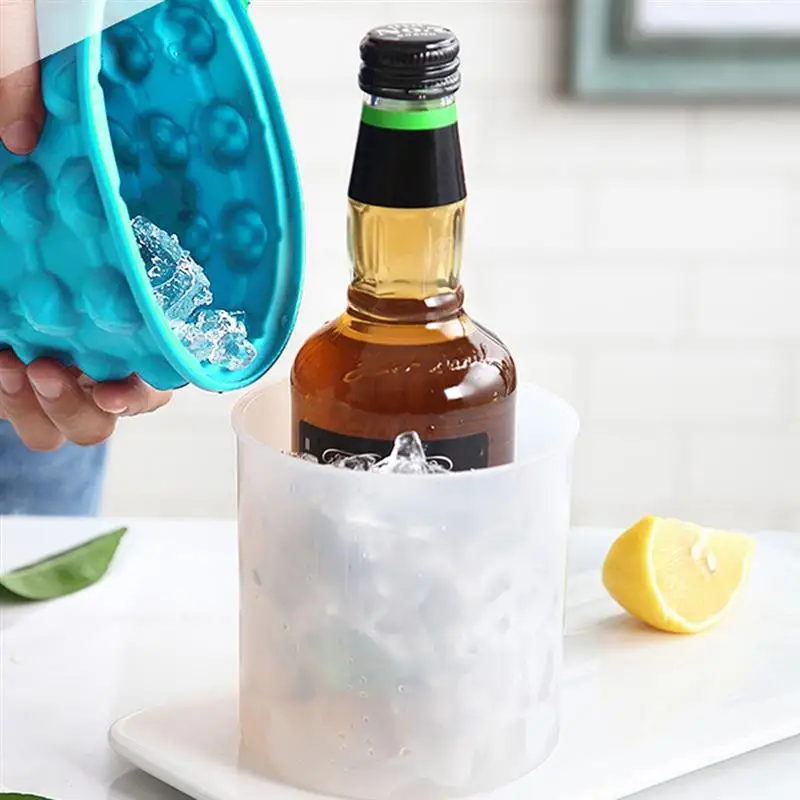 Silicone Ice Cube Maker Ice Cube Mold Tray Portable Bucket Wine Ice Cooler Beer Cabinet Kitchen Tools Drinking Whiskey Freeze