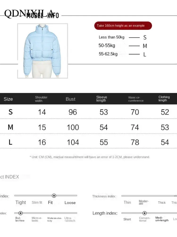2022 Winter Coat for Women Keep Warm and Thick Jackets Blue Short Coat Cute Fluffy Cotton-padded Jacket Winter Clothes Women