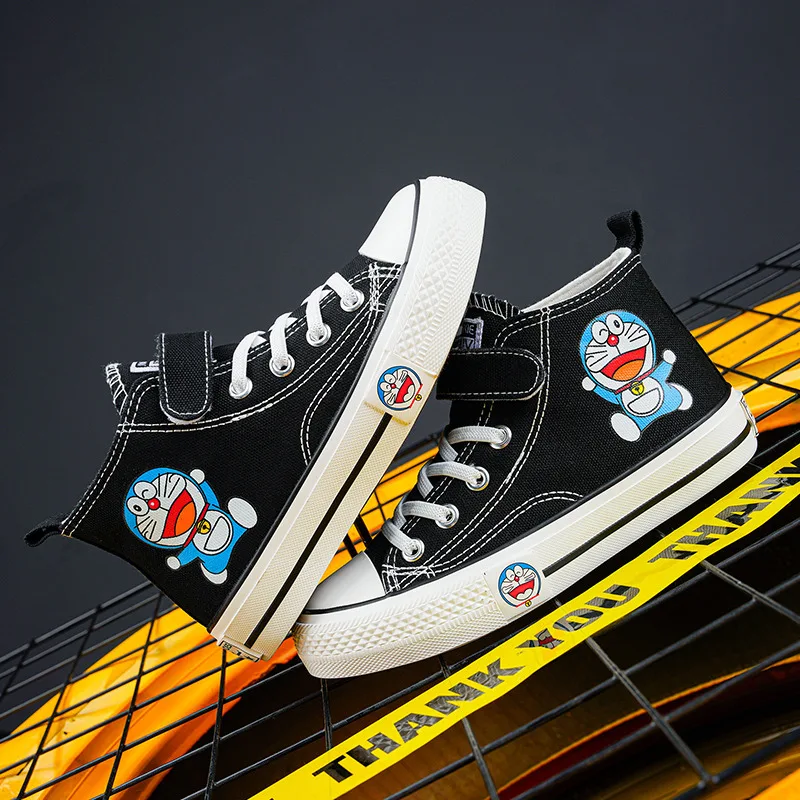 Yellow Cartoon High-top Boys Shoes Skateboard Breathable Canvas Kids Sneakers Anime Sports Shoes for Children basket garcon 2022