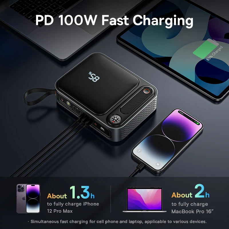 Baseus 3000A urządzenie do uruchamiania awaryjnego samochodu Power Bank 26800mAh urządzenie zapłonowe samochodowy z szybkim ładowaniem PD 100W ładowarka samochodowa 3 Baseus 3000A urządzenie do uruchamiania awaryjnego samochodu Power Bank 26800mAh urządzenie zapłonowe samochodowy z szybkim ładowaniem PD 100W ładowarka samochodowa 3