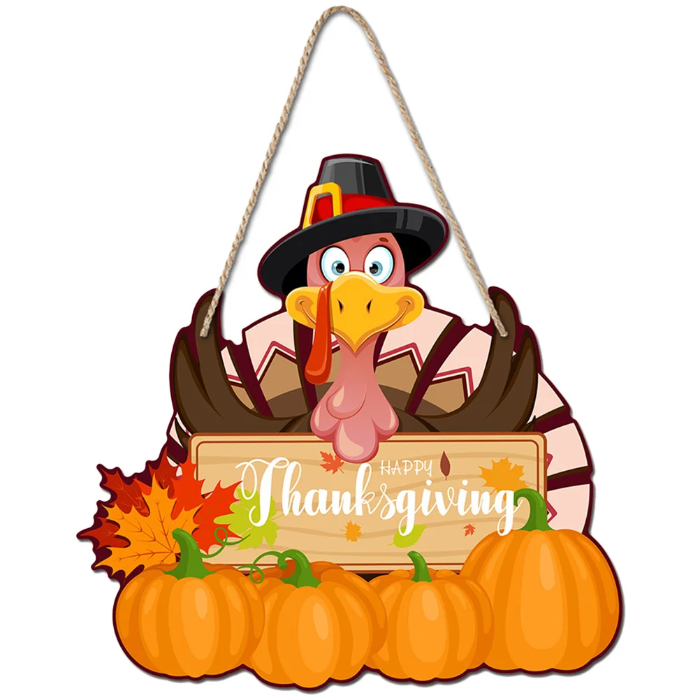 

1 Set of Thanksgiving Turkey Welcome Sign Door Sign Hanger Pendant Hanging Sign Fall Door Decor