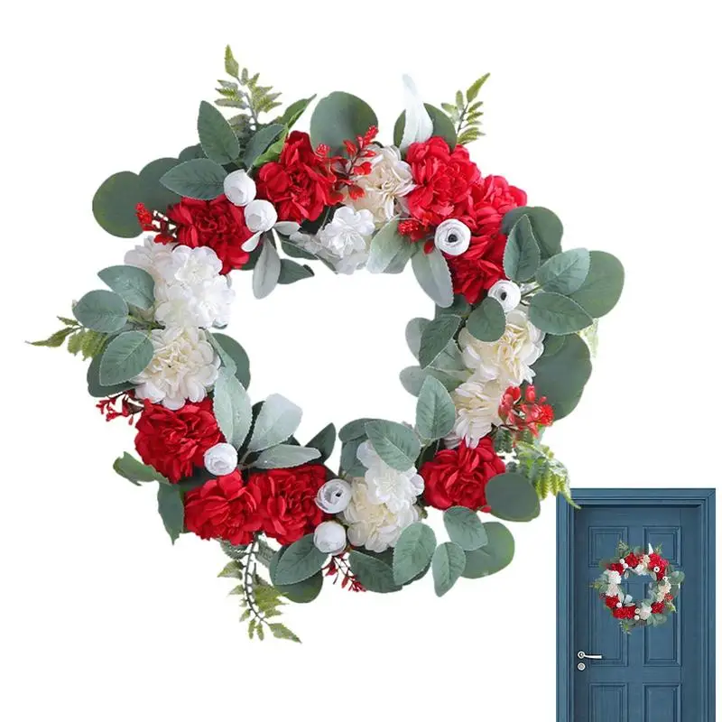 

Spring Summer Door Wreath Artificial Spring Summer Round Hydrangea Flower Wreath Front Door Wreath For All Seasons Window Home