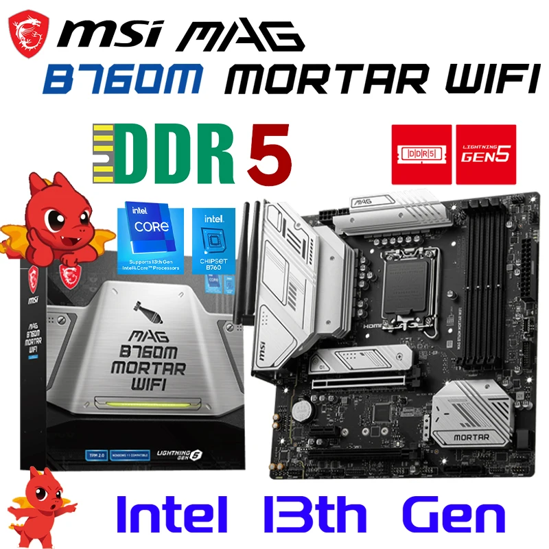 

Материнская плата MSI MAG B760M, материнская плата с Wi-Fi, DDR5, LGA 1700, поддержка процессора Intel Core 13-го и 12-го поколения, 128 ГБ, PCI-E 5,0, игровая материнская плата, Новинка