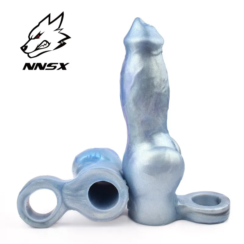 

NNSX Penis Sleeve Silicone Dildos Reusable Condom German Shepherd Cock Enlargement Male Masturbation Adult Sex Toys Dick Sheath