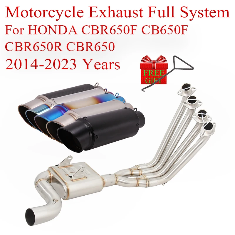 

Motorcycle Exhaust Full System Link Pipe Slip On For HONDA CBR650F CB650F CBR650R CBR650 Modified Moto Escape With Catalyst