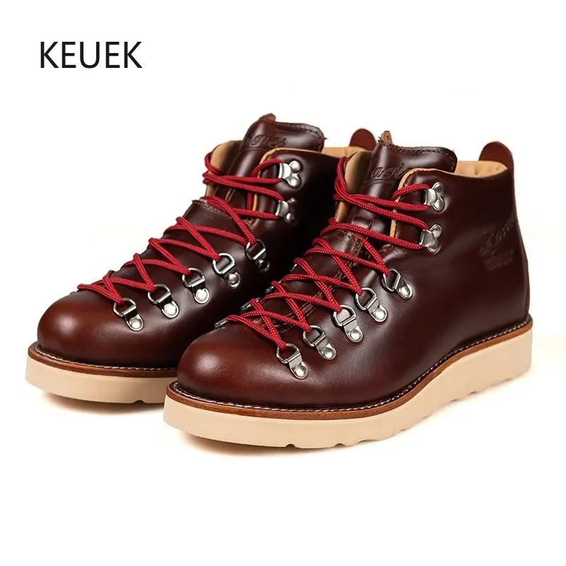 Genuine Leather Thick Sole Waterproof Work Military Motorcyc
