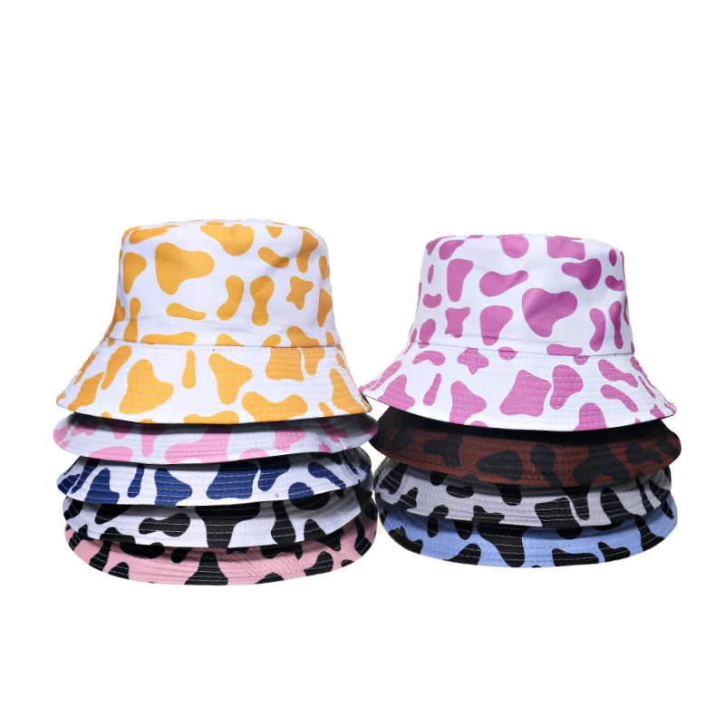 

New Bucket Hat Women Summer Fisherman Hat Street Fashion Hip-Hop Printed Cow Men Outdoor Panama Hat Sunscreen Beach Cap