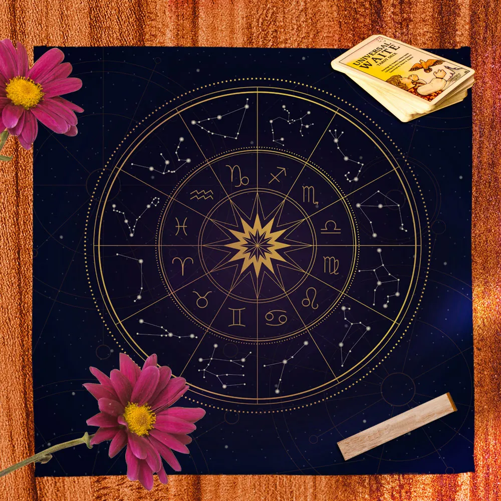 

Spiritual Oracle Card Mat Pagan Witchcraft Astrology Retro Constellation Tarot Tablecloth Rune Altar Cloth