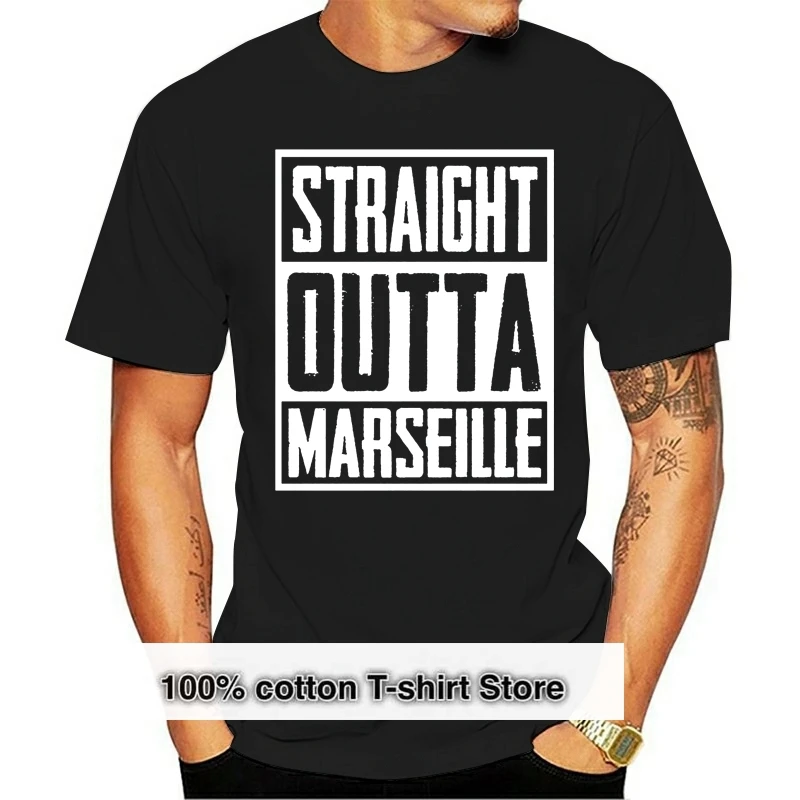 

straight outta marseille t shirt men Knitted tee shirt O Neck cool Fit Funny summer Outfit tshirt