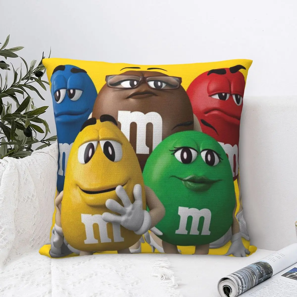 

M&M Crew Large Scale Pillowcase Pillow Case Cushion Cover Home Sofa Car Decorative Throw Pillow Decor Print Cotton