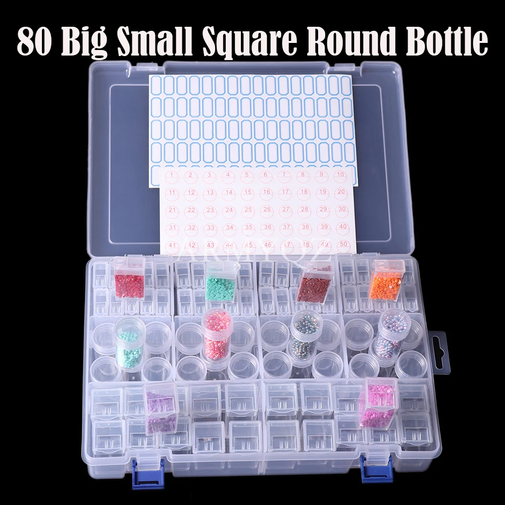 

Новинка, коробка для хранения искусственных инструментов, аксессуары для алмазной вышивки, пластиковые коробки, органайзер для бутылок 80 д...