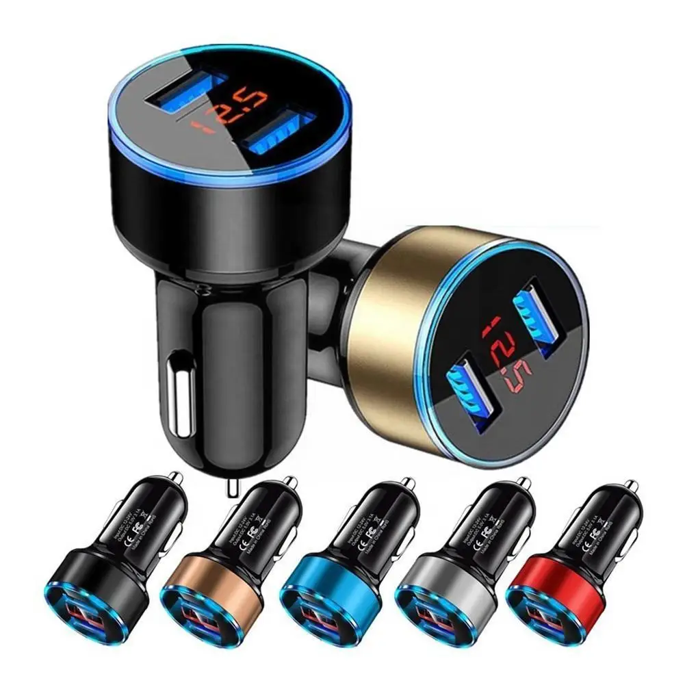 

Car Fast Dual USB Car Charger Adapter LED Display 5V 3.1A Auto USB Car Phone Charger For IPhone For Huawei Cigarette Lighte H3K7
