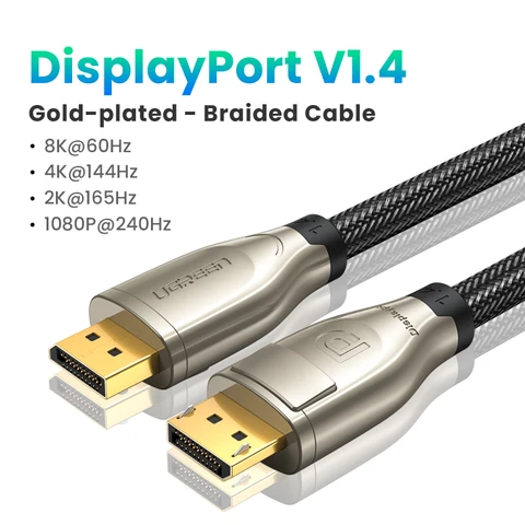 Ugreen 8K порт дисплея 1,4 кабель 8K @ 60 Гц 4K @ 144 Гц Ультра высокая скорость 32,4 Гбит/с кабель порта дисплея для ноутбука ПК DP 1,4 порт дисплея
