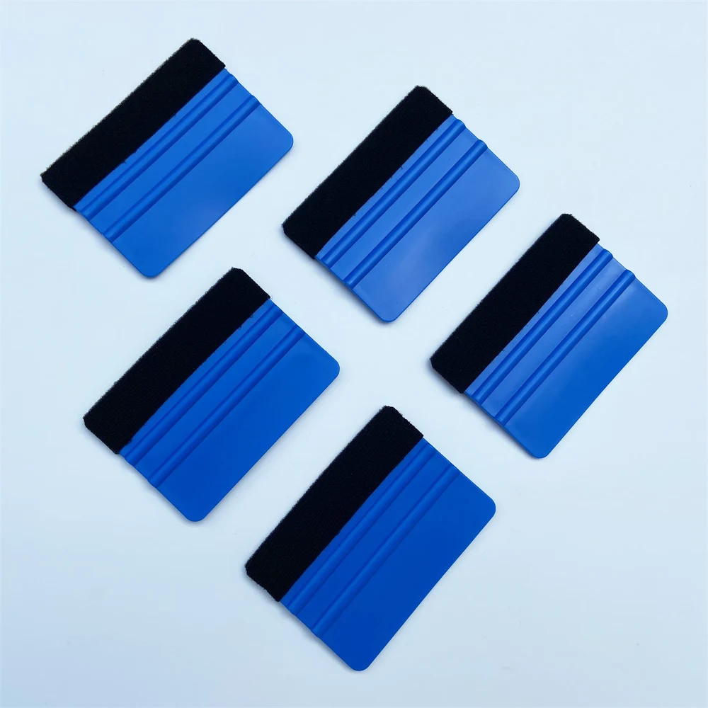 

5 PCS/Lot Vinyl Application Tools Carbon Fiber Vinyl Film Wrap Tools Felt Blue Squeegee For Car Wrapping Scraper 10*7 CM