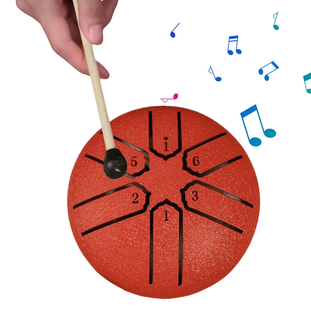 Мини-барабан Handpan 3-дюймовый 6-тональный Стальной Барабан С Язычком Резиновый