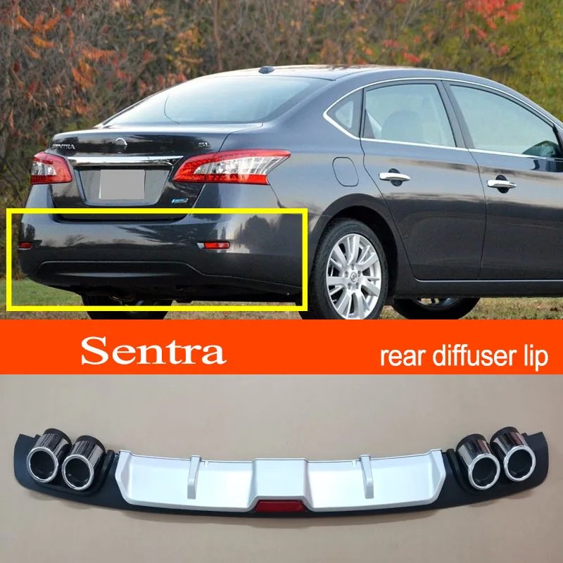 

Серебристый/черный Автомобильный задний бампер Sentra из АБС-пластика, задний диффузор, спойлер для NISSAN Sentra 2013 2014 2015 2016