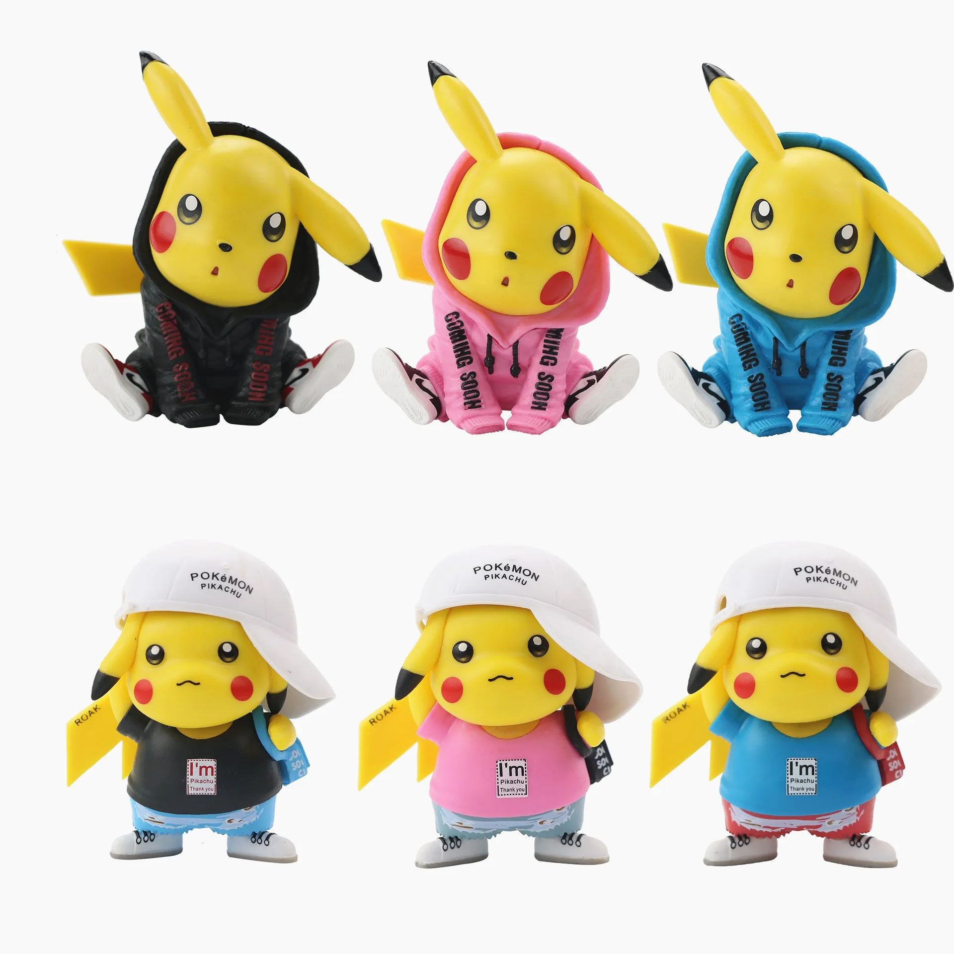

Pokemon Pokémon Tide Clothes Cap Sitting Pikachu Pokémon Anime Hand-run Model Ornament Pikachu