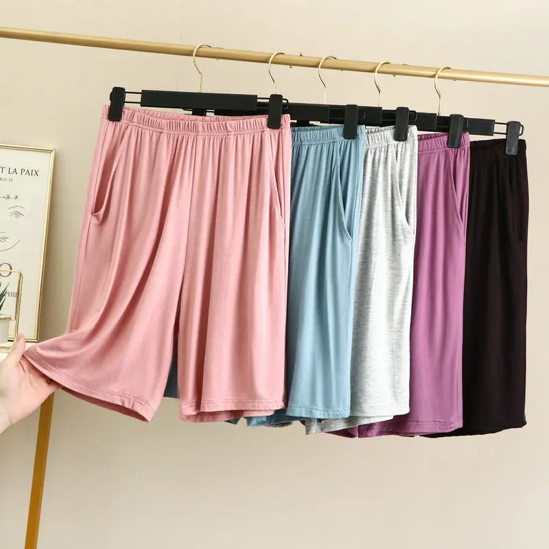 

Modal Cotton 6xl Plus Size Sleepwear Shorts for Women Summer Thin High Waist Casual Pants with Pocket Loose Home Sleeping Pants