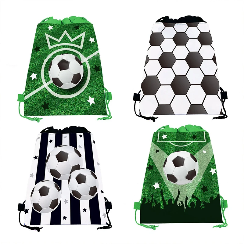 

Football Theme Parti Gift Bags Football Sports World Cup Party Giveaway Bags Drawstring Pockets Happy Boys Soccer Birthday Decor