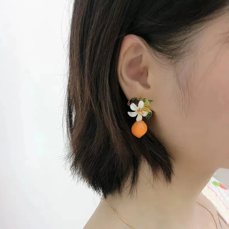 Новый эмалированный браслет ручной работы в стиле Прованса с оранжевыми цветами