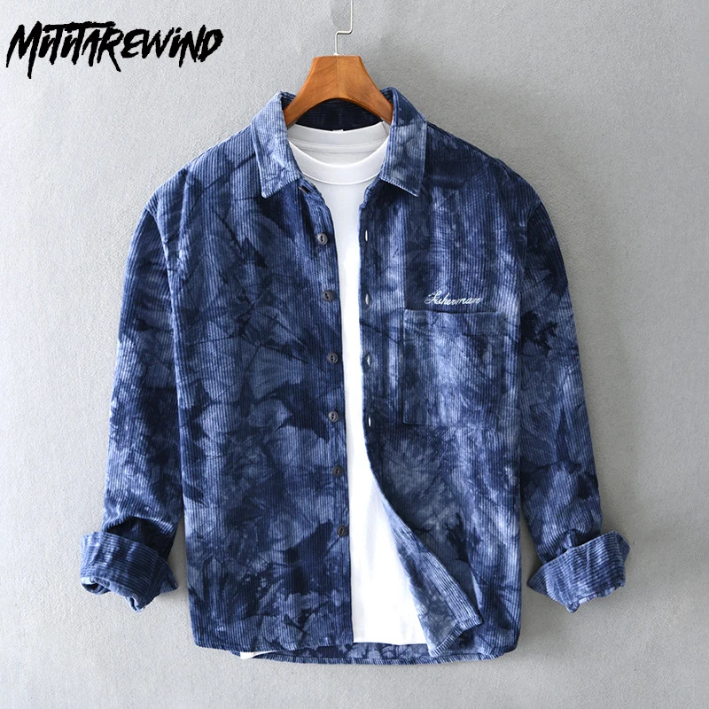 

Рубашка мужская Вельветовая с карманами, Повседневная Свободная блуза в японском стиле, дизайнерская винтажная модная одежда, осень-зима