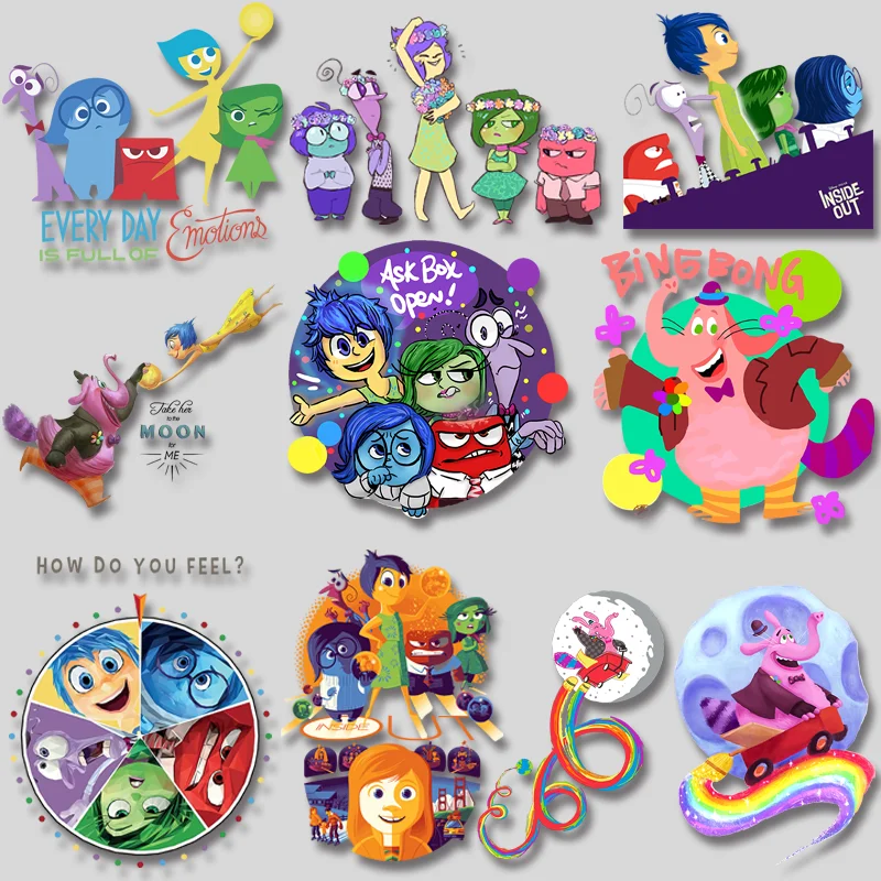 

Disney Film INSIDE OUT Cute Stage Different Emotions Images Thermal Transfer Patches Ironing Vinyl Stickers For Kids Clothes