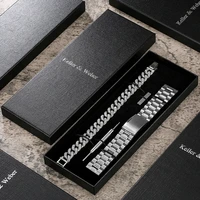 2022 new high grade silver replace watch band bracelet set 4 raw ear greeting card gift box 18mm 20mm 22mm solid steel watchband