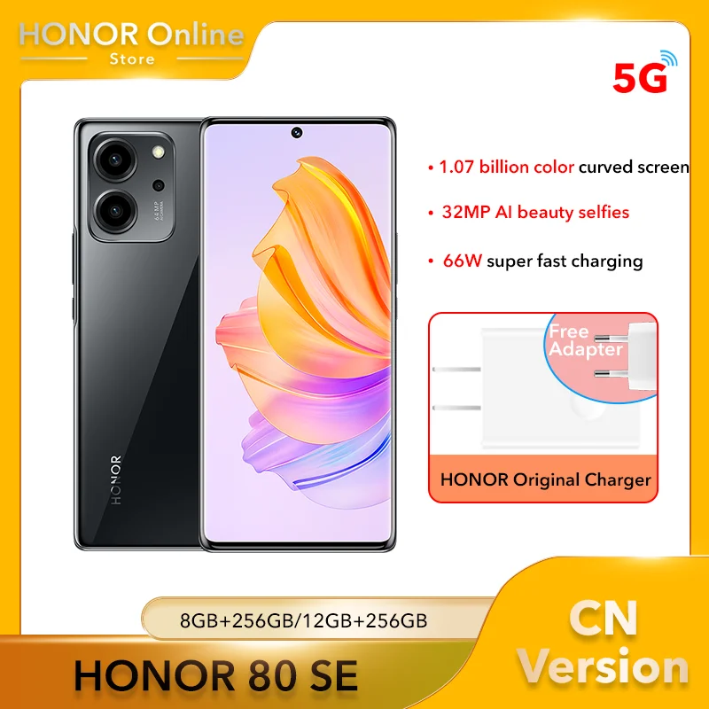 HONOR 80 SE 5G Smartphone 120Hz 6.67 Inches OLED Curved Screen 32MP AI Selfie 66W Supercharger  4600 mAh Battery Mobilephone