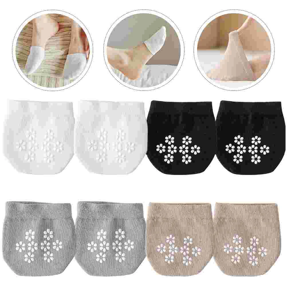 

4 Pairs Half Socks Shoes Breathable Forefoot Liner Womens Cotton No Show Palm Seamless Lining
