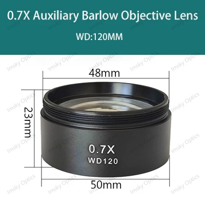 0,3X 0,5X 0,7X 0,75X 1X 1,5X 2,0X вспомогательный объектив Барлоу с резьбой M48 мм для стерео бинокулярного тринокулярного микроскопа с зумом