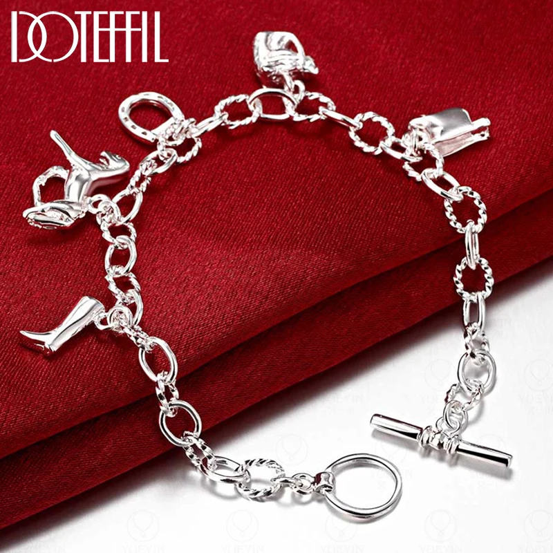 

DOTEFFIL 925 Sterling Silver Horse Package Boots Bracelet For Women Wedding Engagement Party Jewelry