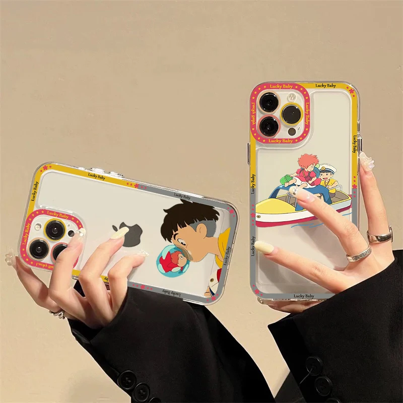 

Edge Anime Ponyo Phone Case for iPhone 11 12 13 Mini Pro Max 14 Pro Max Case shell