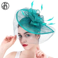 fs fascinators hat women flower mesh feathers wedding cocktail tea party hats for women horse racing festival pillbox hats