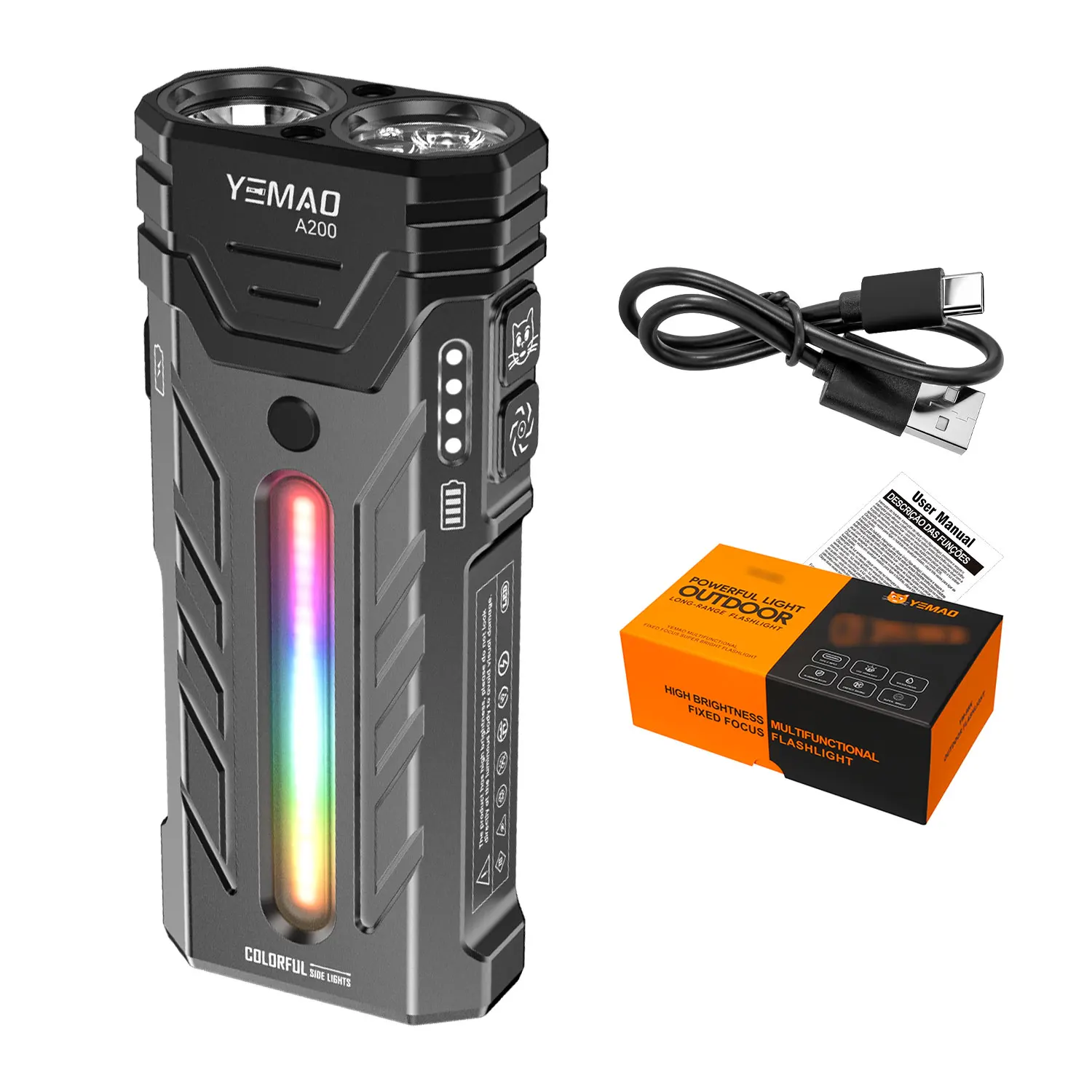 

YEMAO A200, 5200 люмен, RGB лампа с металлическим зажимом