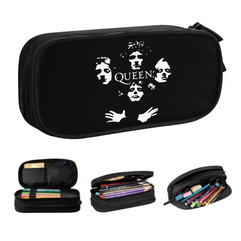 

Custom Freddie Mercury Queen Band Cute Pencil Cases Boys Gilrs Large Capacity Pencil Pouch School Accessories