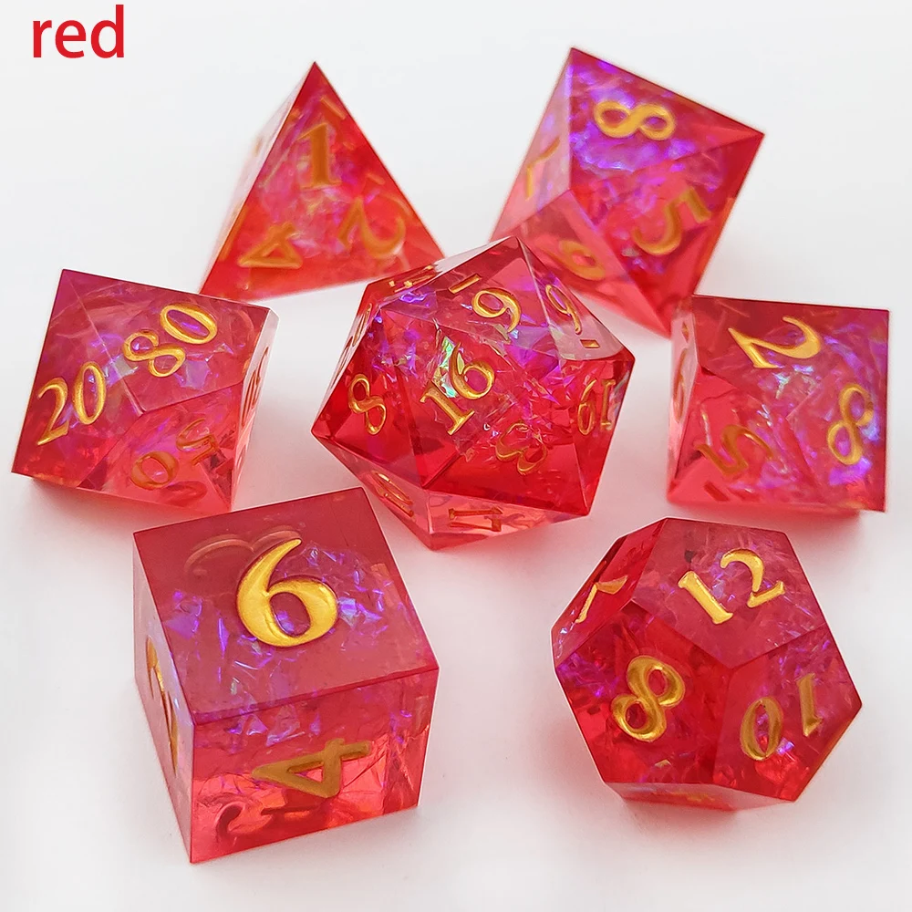 

7Pcs/Set Resin Multiple colors Number Sharp Edge Dice Polyhedral Dice Suitable for Role-Playing RPG Board Game Card Game