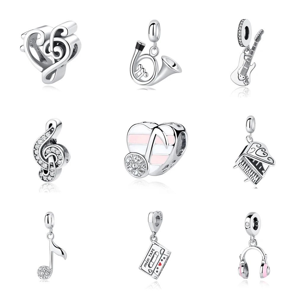 925 Sterling Silver Charm Bead Love Music Note Piano Pendant Charms Fit Pandora Bracelets Necklaces Women Diy Jewelry