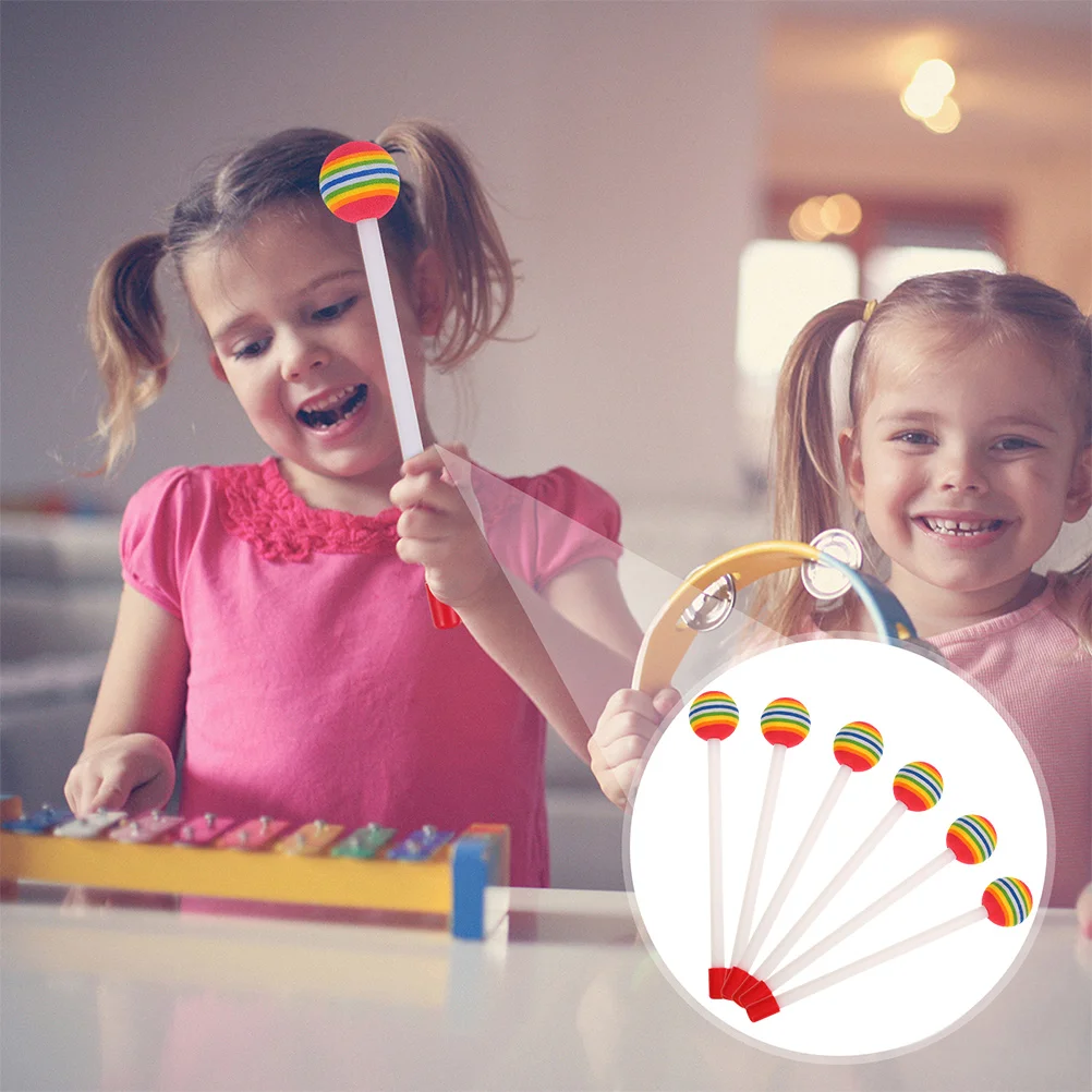 

6 Pcs Sponge Stick Drum Sticks Kids Keyboard Marimba Mallet Lollipop Music Sticks Hand Percussion Sticks Child