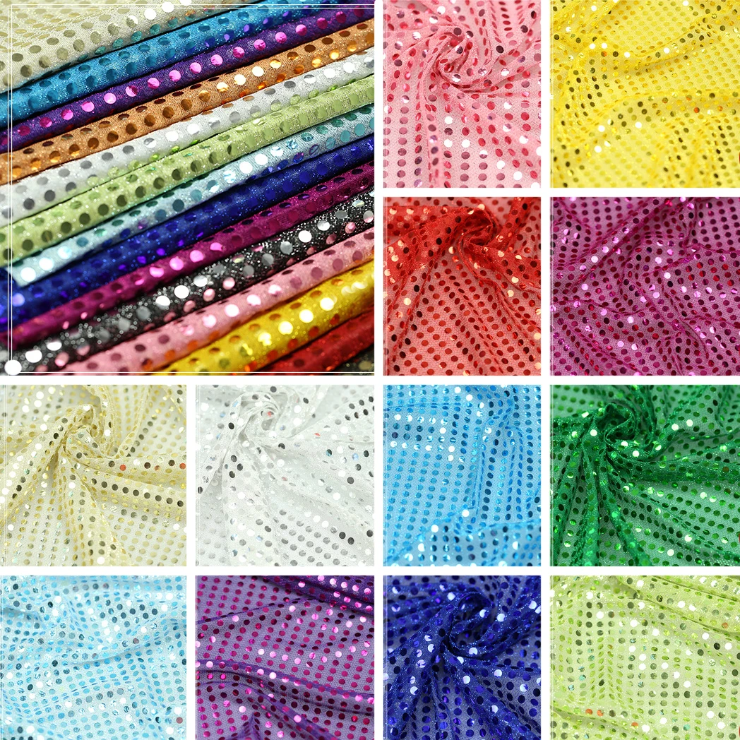 

Wedding background mesh gauze curtain hanging piece sparkle bead piece show dress decorative cloth 6 mm Sequin fabric