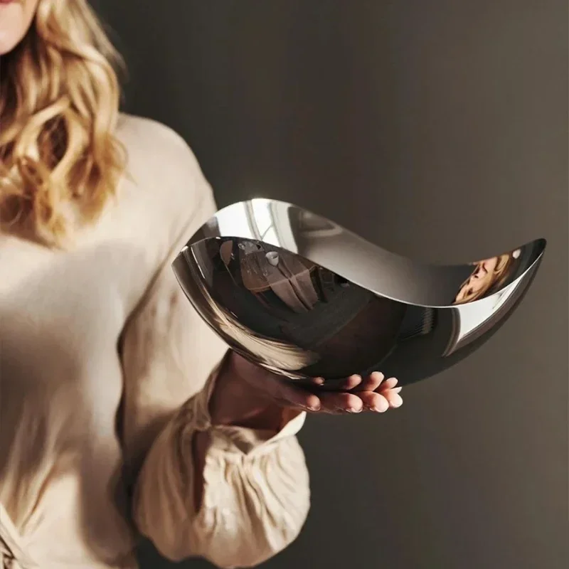 Большая сервировочная миска из нержавеющей стали металлическое блюдо поднос для