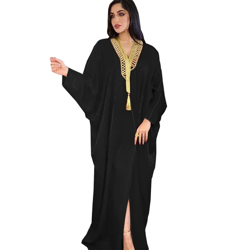 Vestido Ropa De Mujer Envio Gratis Eid Abayas Женское атласное платье Рамадана Мусульманская мода Американская одежда Халат с рукавами «летучая мышь» (art.: 3920cbef873d4) - 3920cbef873d4